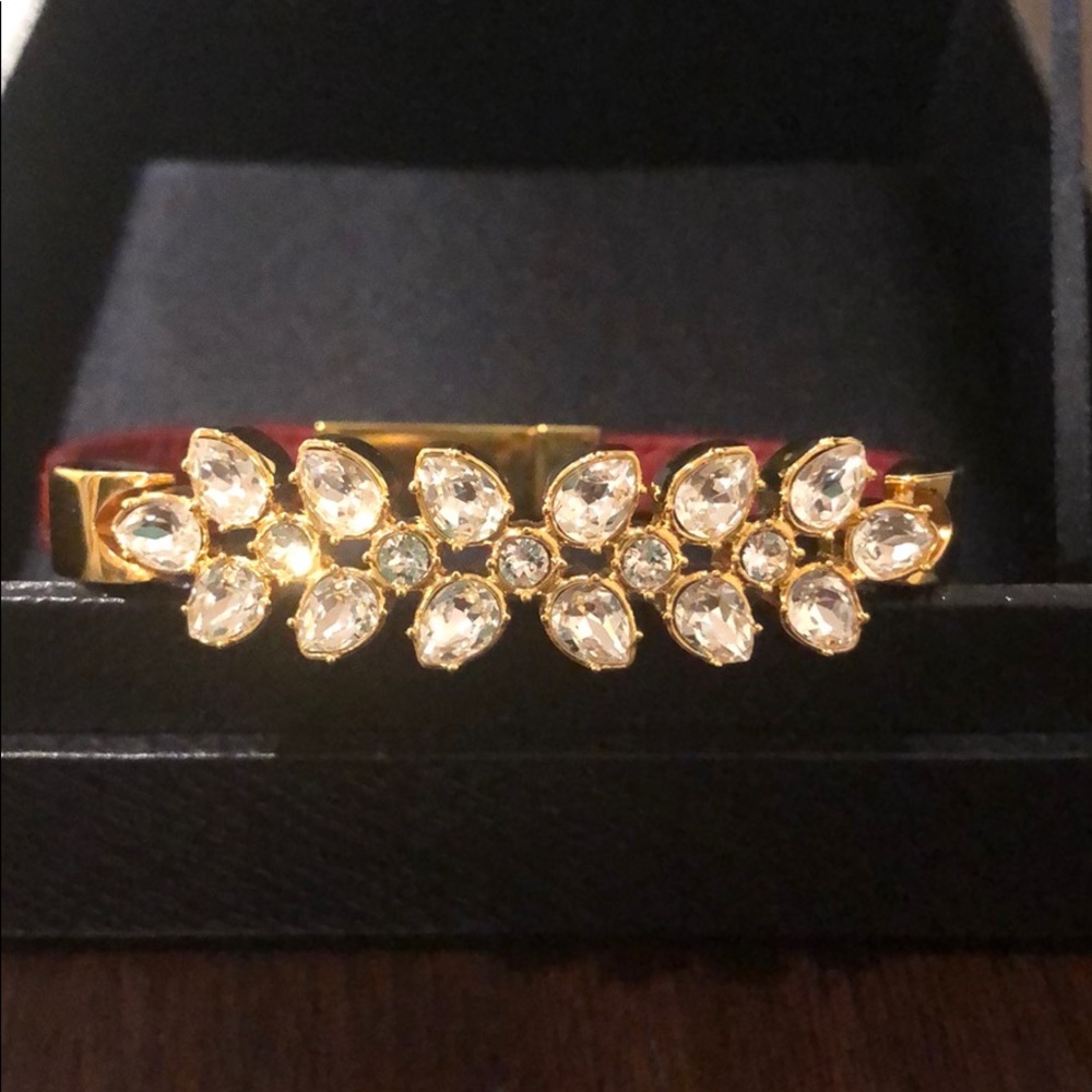 *BRAND NEW* PRADA Gold Leather Crystal Bracelet